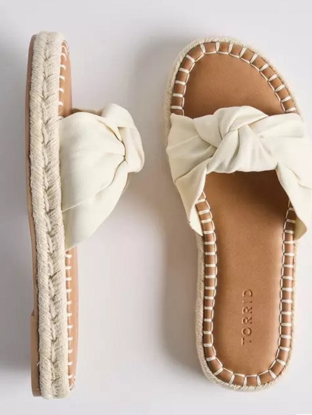 Torrid Crochet Straps Slide Sandals Ivory Women’s Size 6.5 Casual Summer